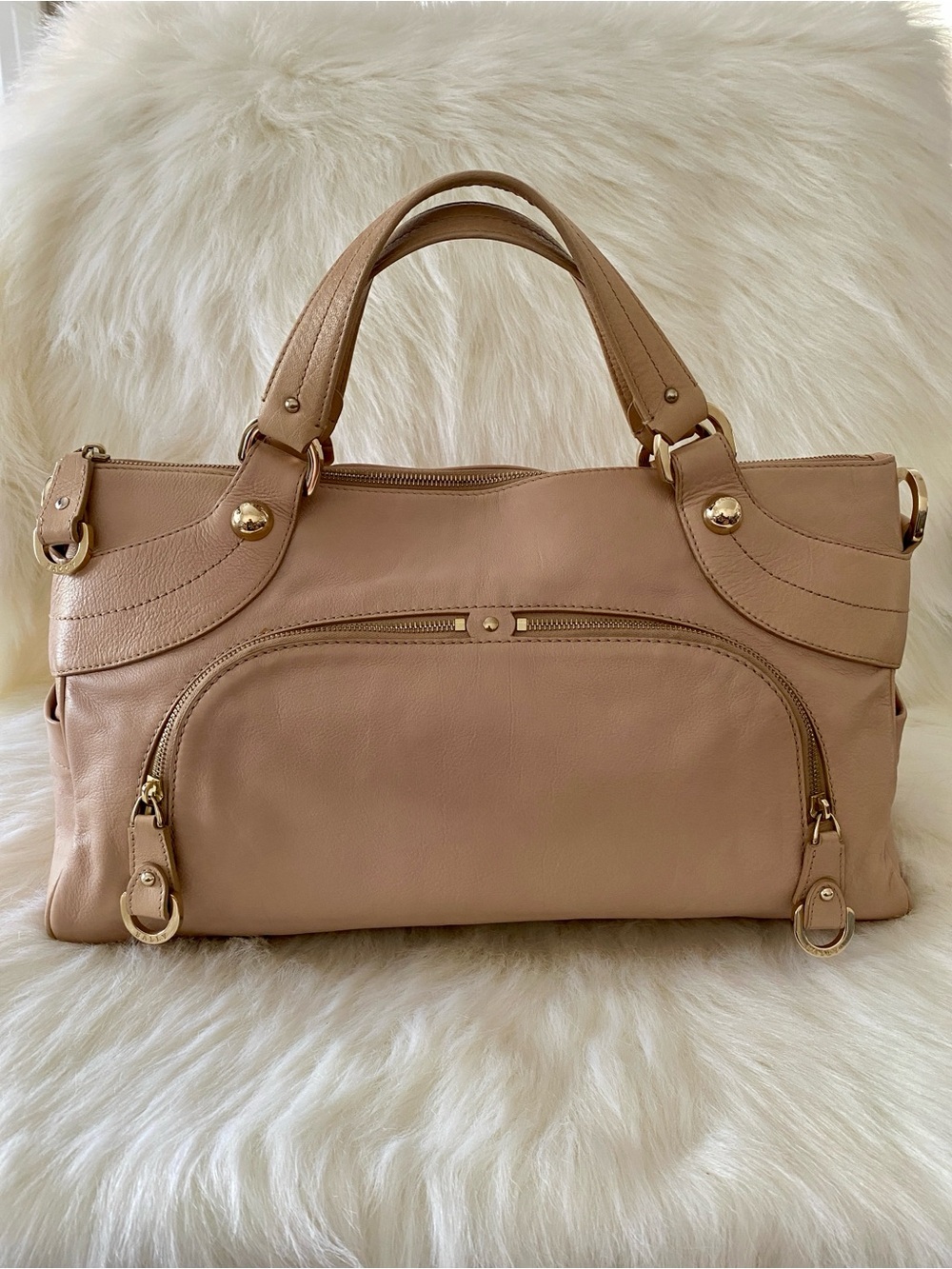 BALLY Vintage Leather Camona Gyha Bag in Beige, Y2K Era